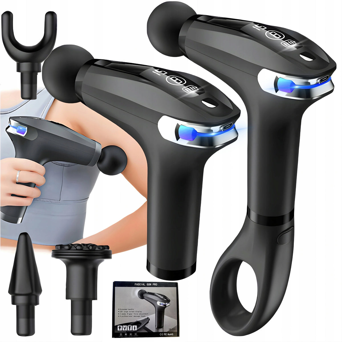 MASSAGE GUN BODY BACK MASSAGER GUNPRO TIPS LED DISPLAY