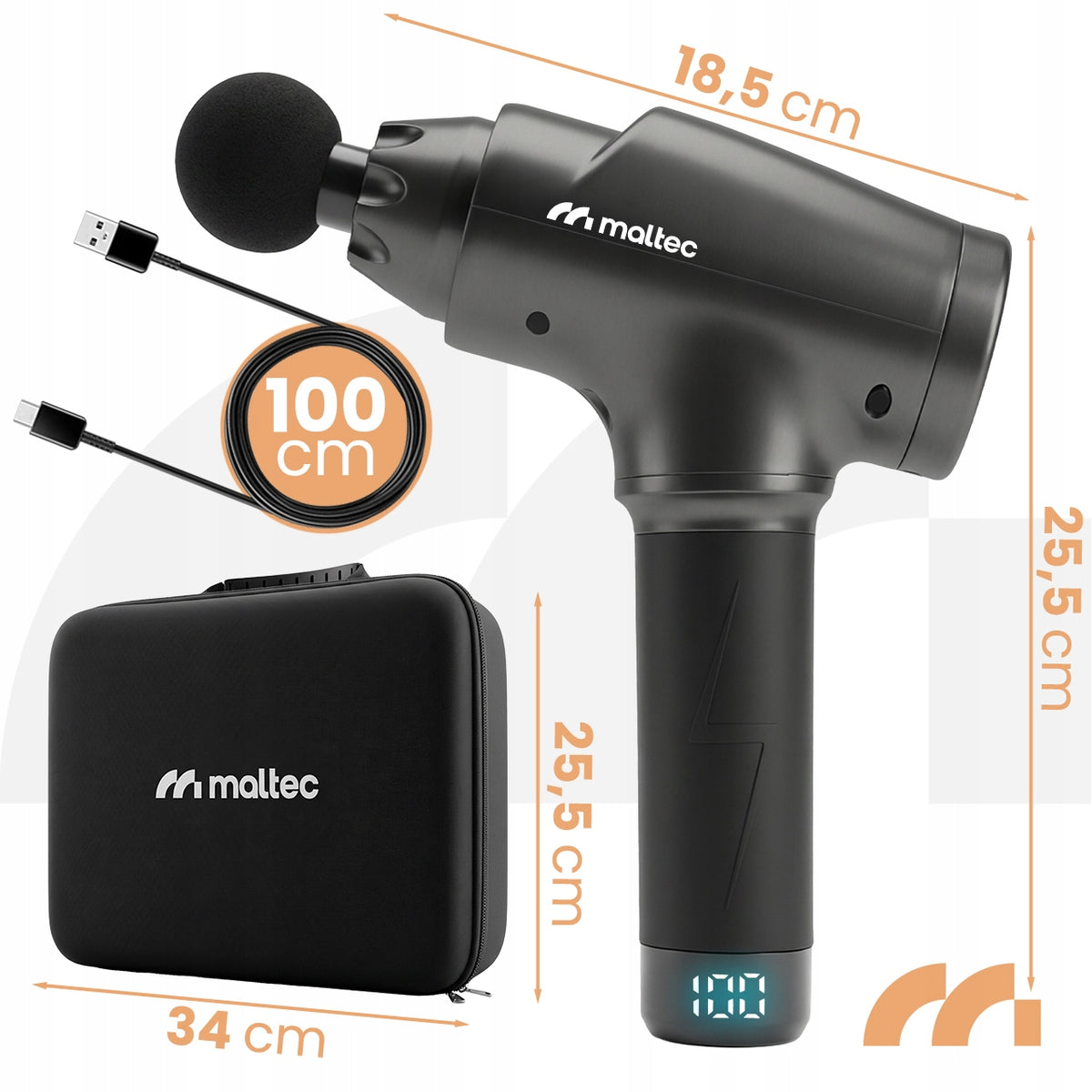 MASSAGE GUN MASSAGER 13 TIPS PRESSURE SENSOR AUTO STOP 30 GEARS Manufacturer code Pistolet do Masażu 113857