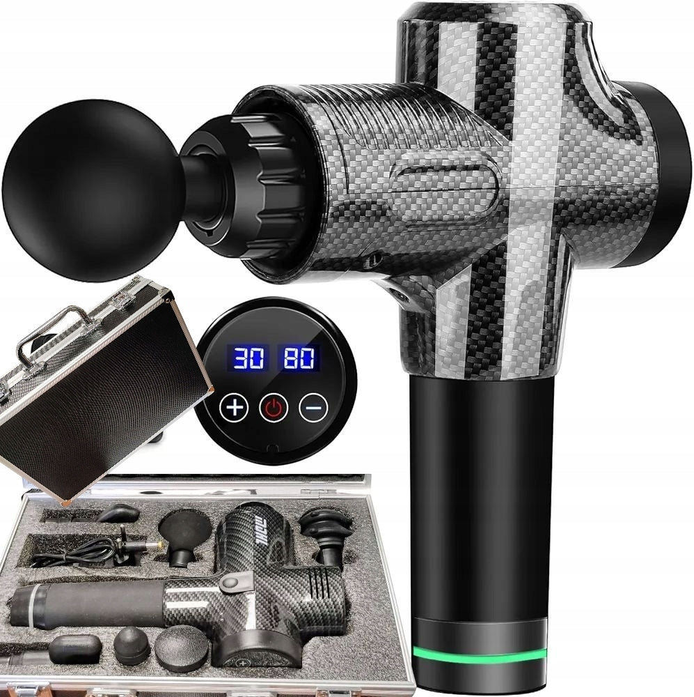 MASSAGE GUN MASSAGER SUITCASE COMPLETE SET OF 6 HEADS E2659 EMAJ