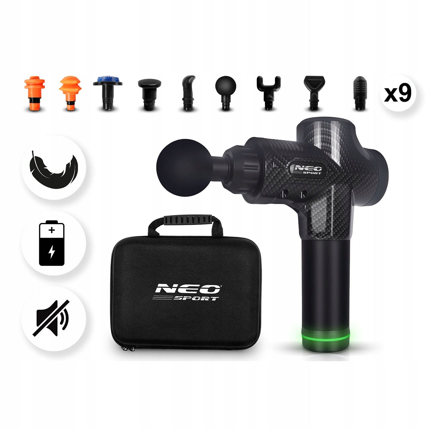 MASSAGE GUN NECK BACK BODY MASSAGER 9 TIPS SET IN CASE Medical device no