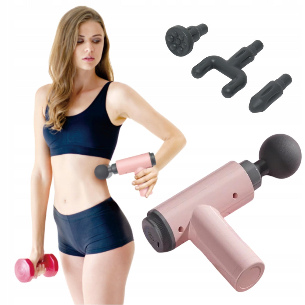 MASSAGE GUN PINK MASSAGE GUN BACK MASSAGER BODY FEET 4 TIPS