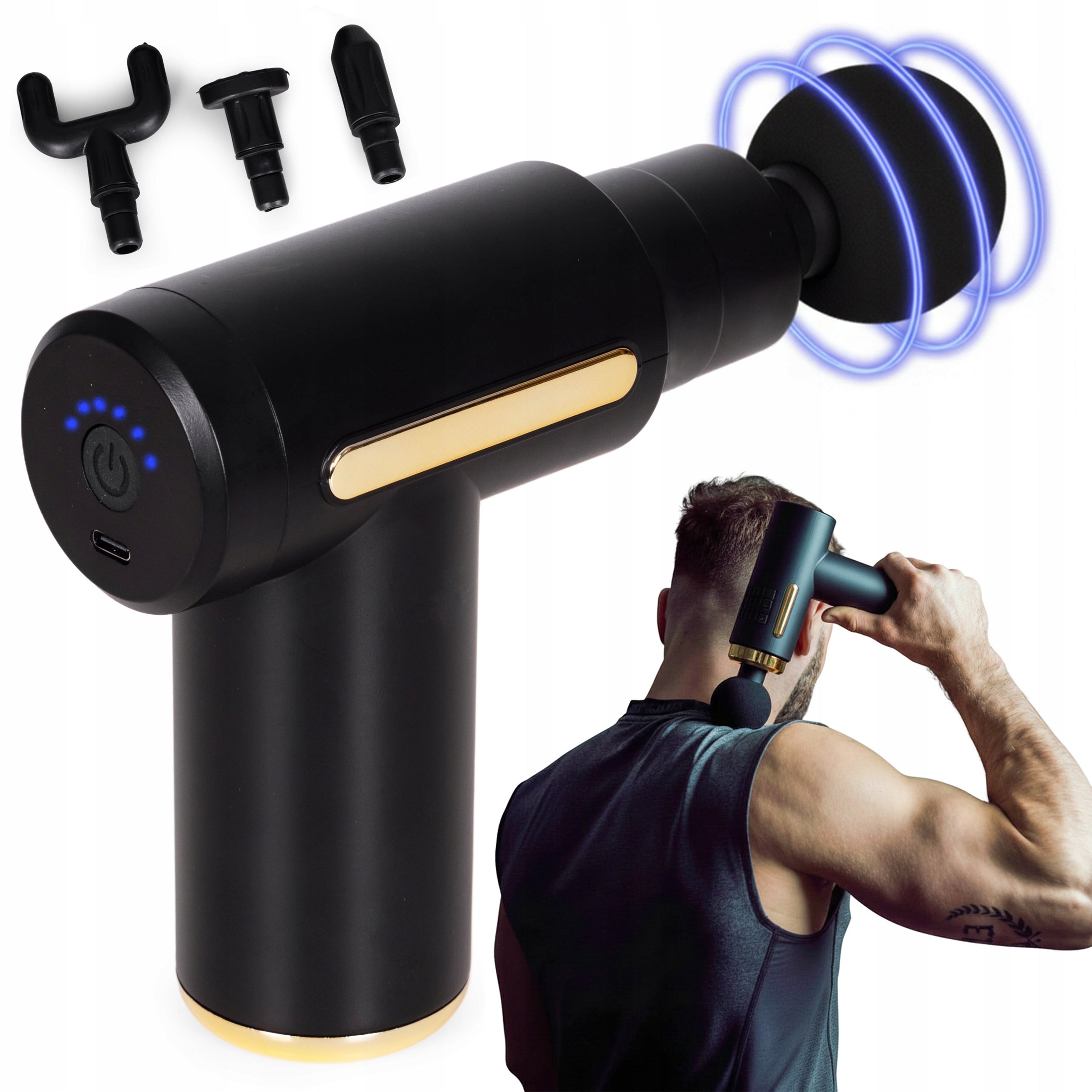 MASSAGE GUN VIBRATING HAND MASSAGER SET OF 4 MODERNHOME TIPS