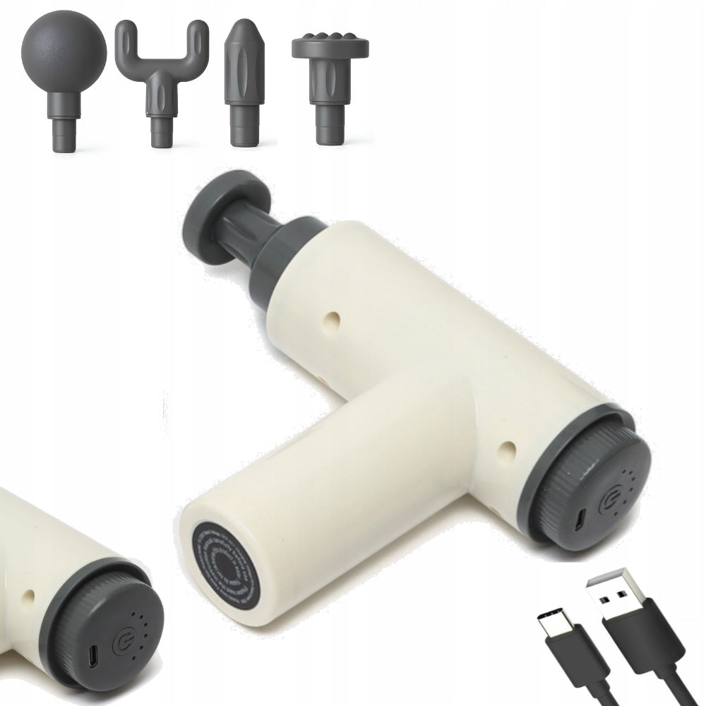 MASSAGE GUN WHITE MASSAGE GUN BACK MASSAGER BODY FEET 4 TIPS EAN (GTIN) 5907494090164