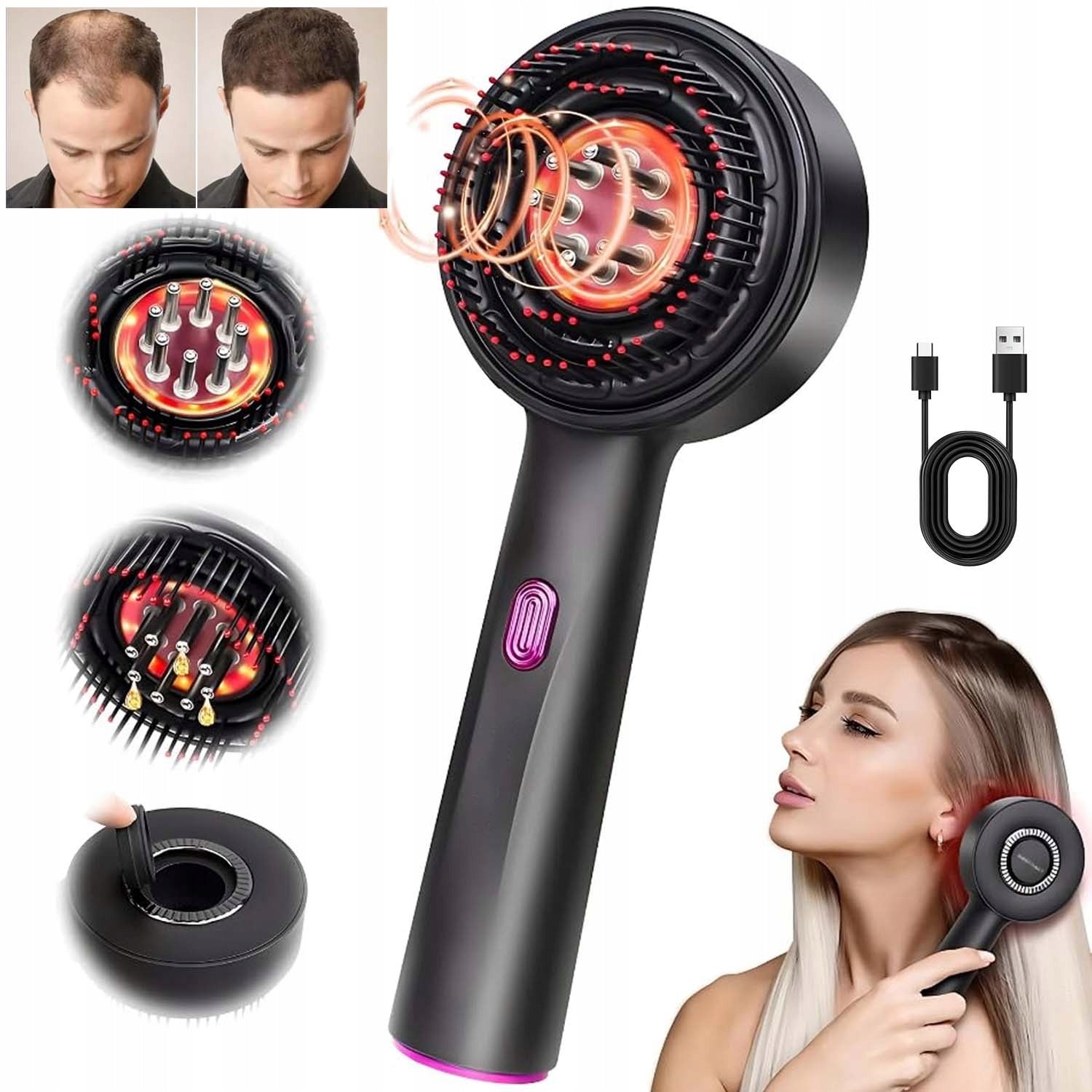 MASSAGE HAIR BRUSH ELECTRIC INFRARED RUB APPLICATOR