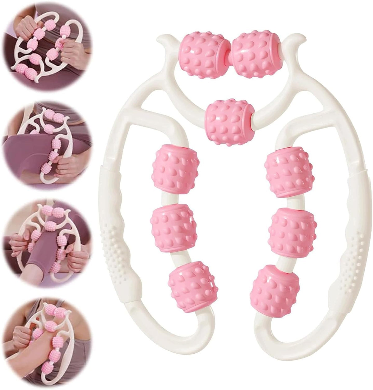 MASSAGE ROLLER 9 ROLLS EVA PILATES ANTI-CELLULITE PINK