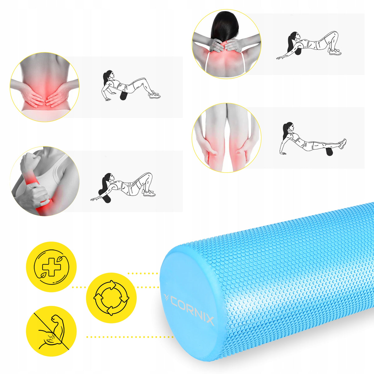 MASSAGE ROLLER CORNIX 60 CM WITH PROJECTIONS MEDIUM HARD REGENERATION Packaging status original