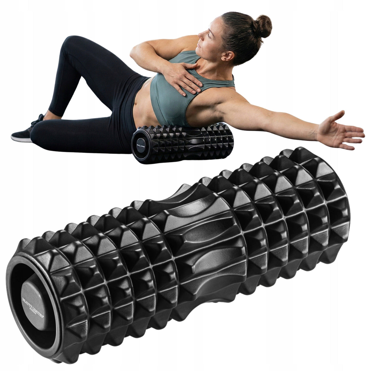 MASSAGE ROLLER WITH STUDS SPIKES FITNESS ROLLER FOAM EVA 33 CM