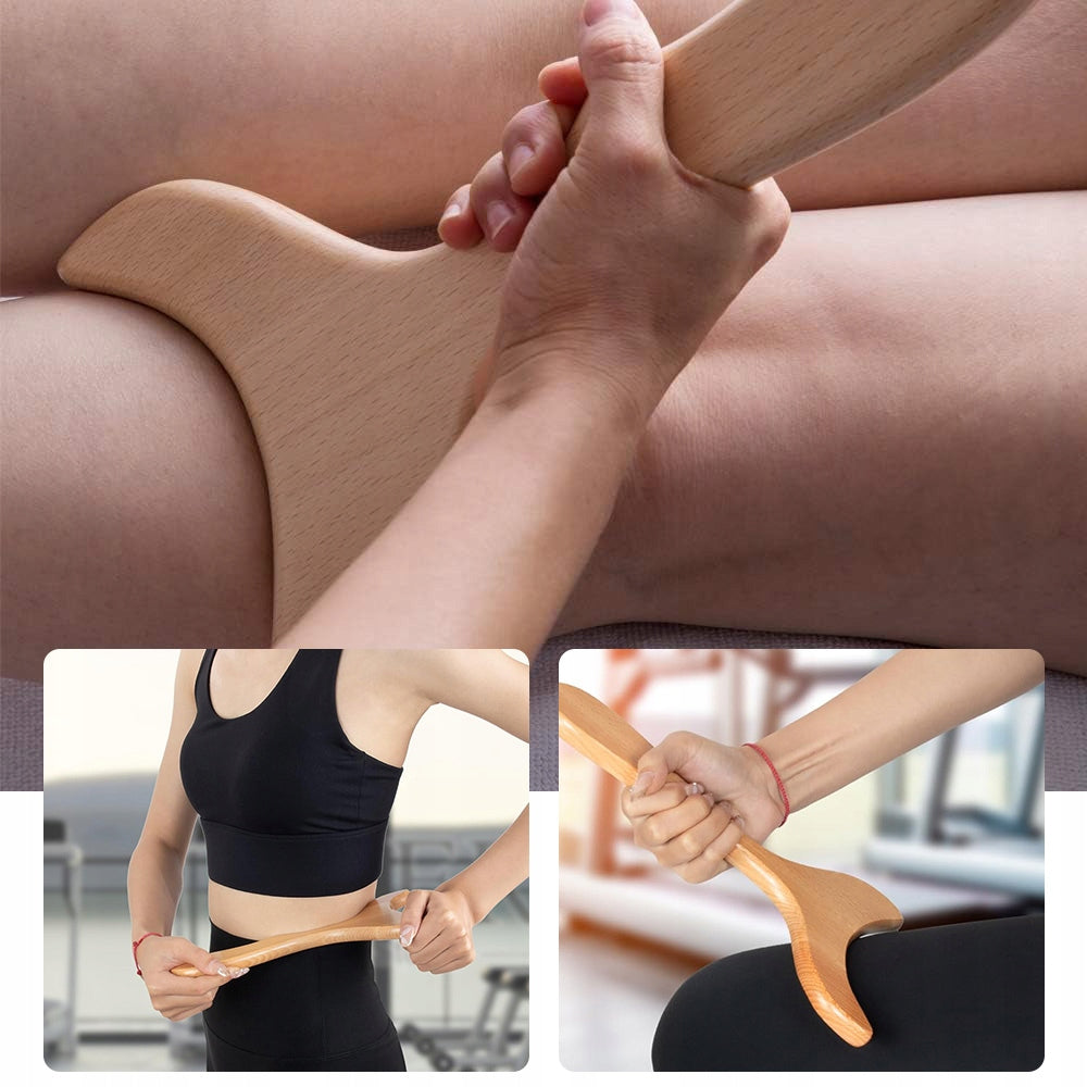 MASSAGE ROLLER WOODEN ANTI-CELLULITE BODY ROLLER MASSAGER Packaging status original