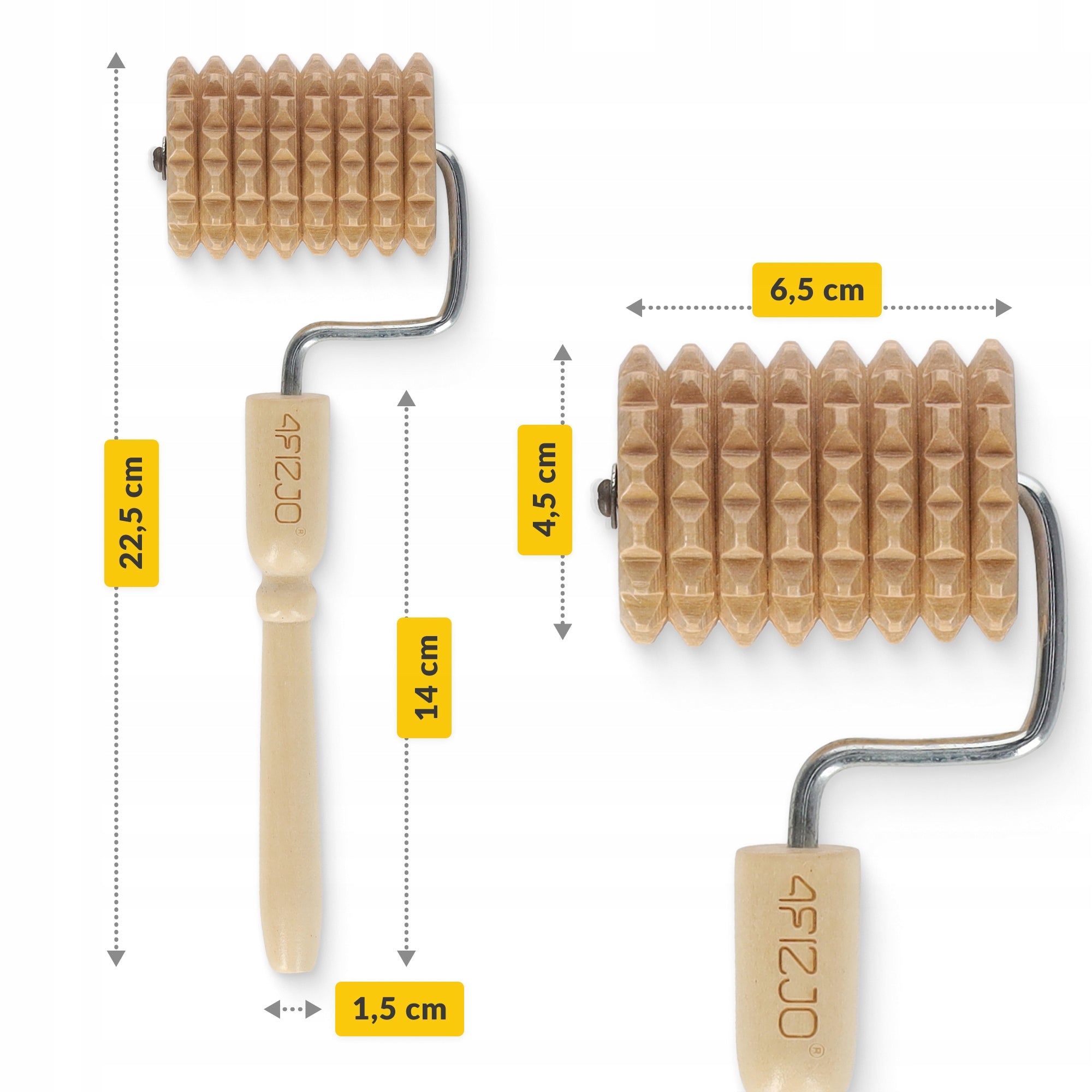 MASSAGE ROLLER WOODEN ROLLER WITH PROJECTIONS BODY HANDLE UNIVERSAL Color brown