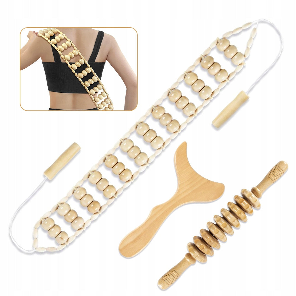 MASSAGE SET WOODEN ROLLER MASSAGER ANTI-CELLULITE MADOXTHERAPY