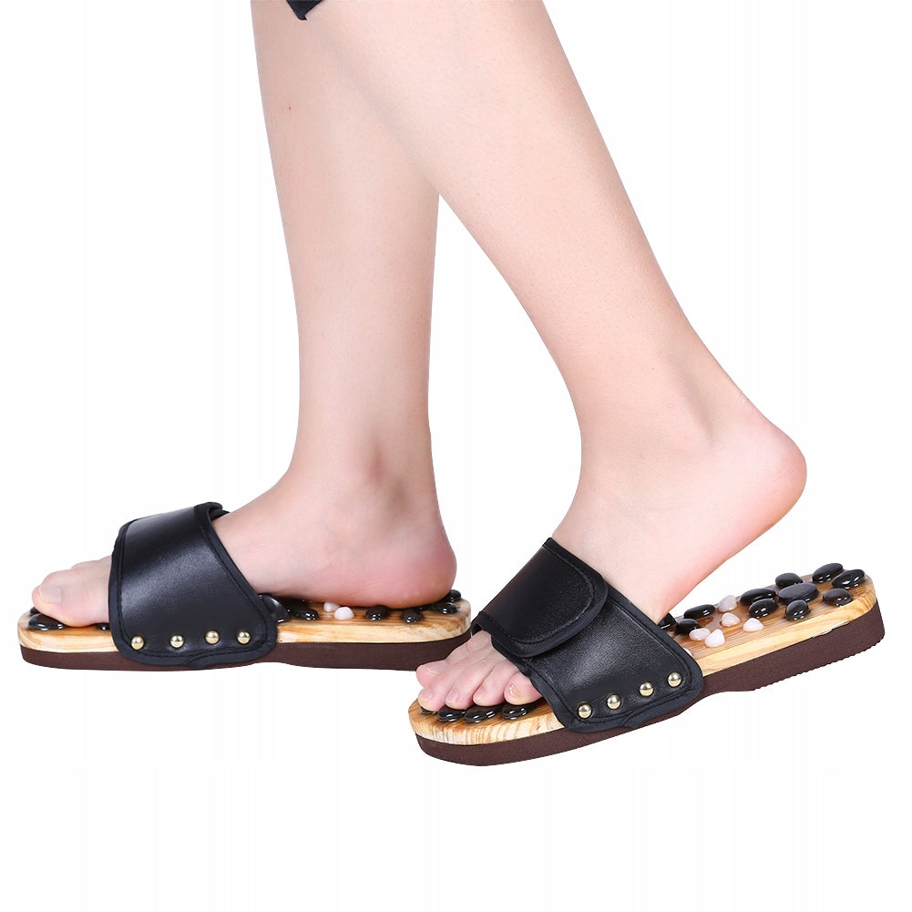 MASSAGE SLIPPERS WOMEN ANTITYPE SLIP WITH NATURAL STONE BLACK 38 Medical device no
