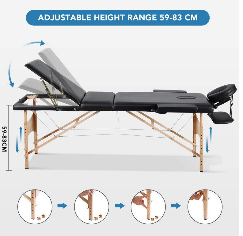 MASSAGE TABLE/BED 3 SECTIONS WOOD PORTABLE Brand Entil
