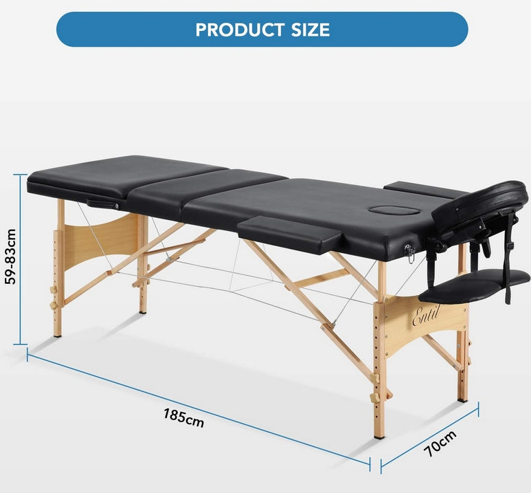MASSAGE TABLE/BED 3 SECTIONS WOOD PORTABLE Manufacturer code 156671