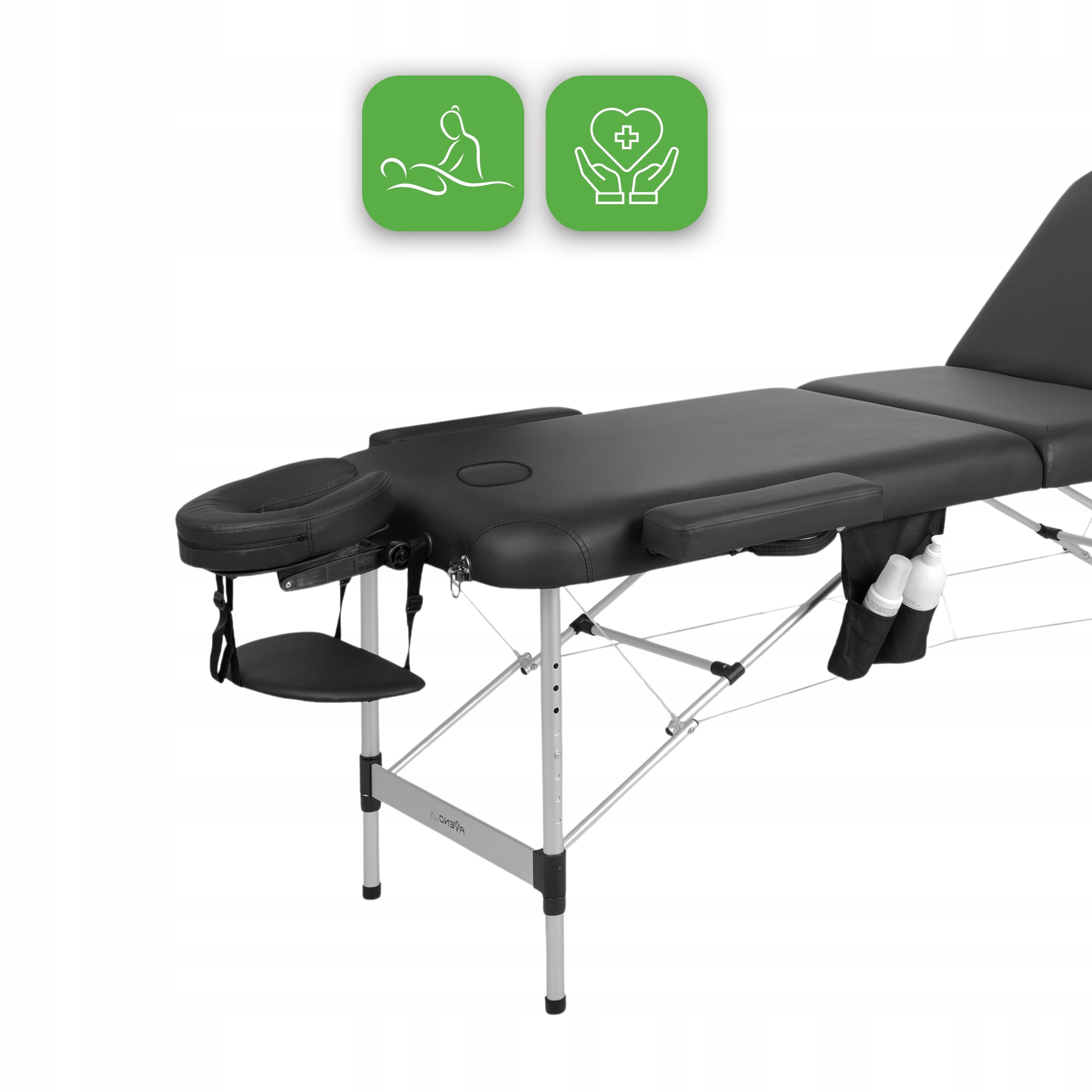 MASSAGE TABLE FOLDING PORTABLE ALUMINUM 3 SEGMENTS ADELE 70 CM BLACK Color black