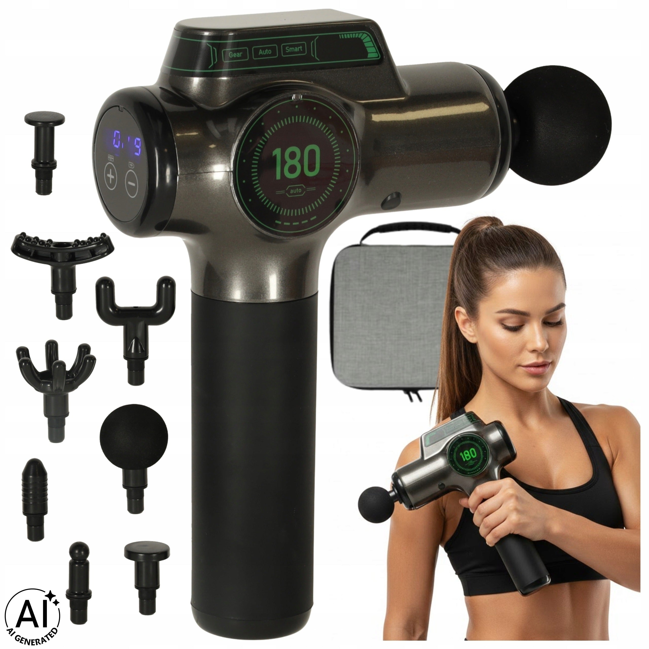 MASSAGER BODY MASSAGE GUN BACK FEET NECK 8 HEADS TIPS
