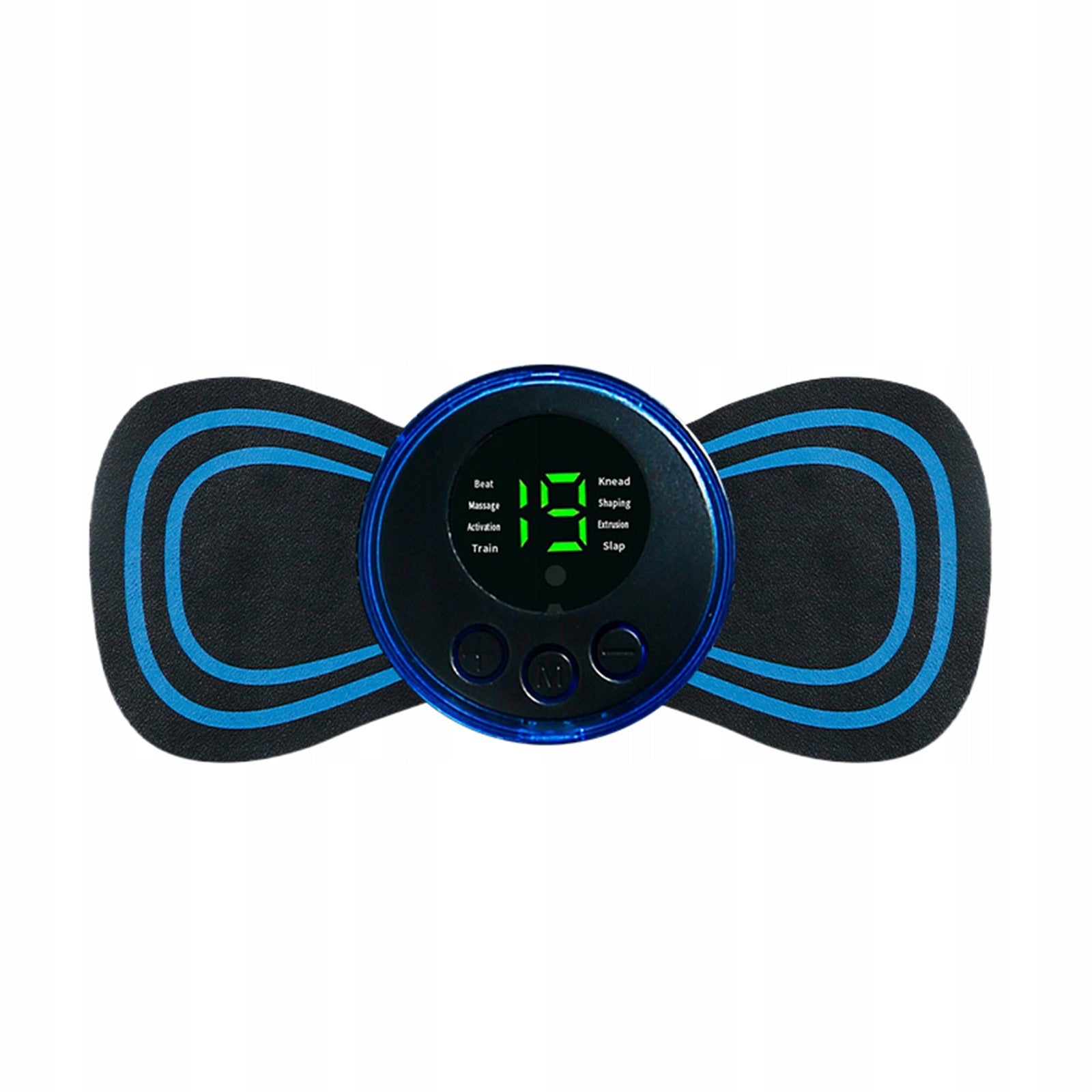 MASSAGER ELECTROSTIMULATOR NECK ABDOMINAL MUSCLES EMS 6 MODES PILOT PATCHES Color blue