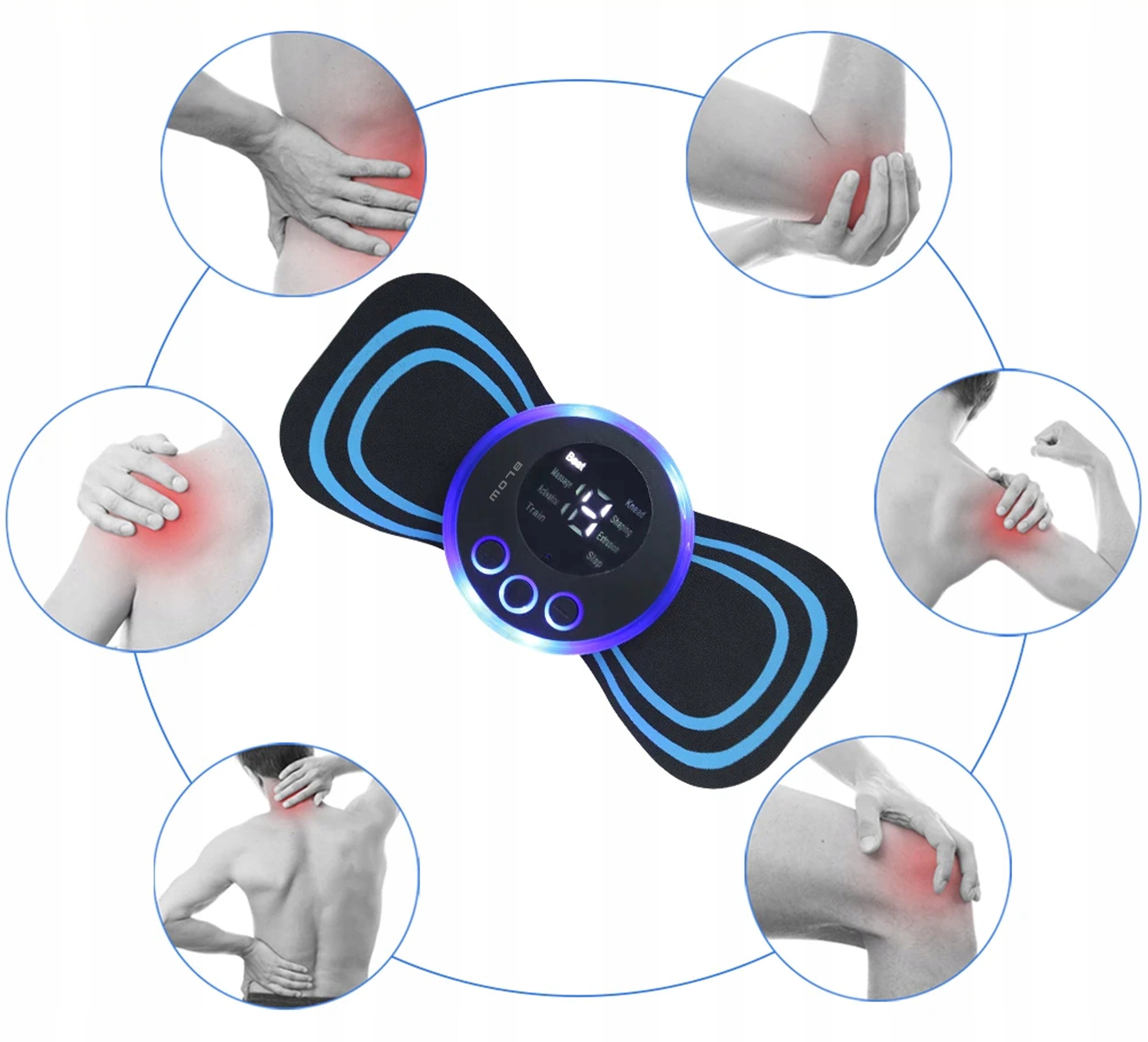 MASSAGER ELECTROSTIMULATOR NECK ABDOMINAL MUSCLES EMS 8 MODES REMOTE CONTROL USB Size universal