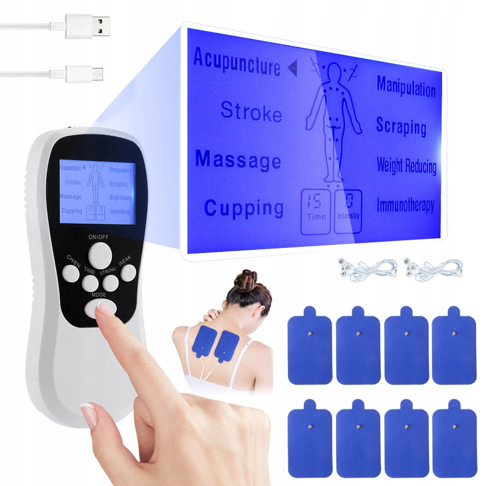 MASSAGER EMS TWO CHANNEL LCD ELECTRONIC PULSE MASSAGER WHITE GIFT
