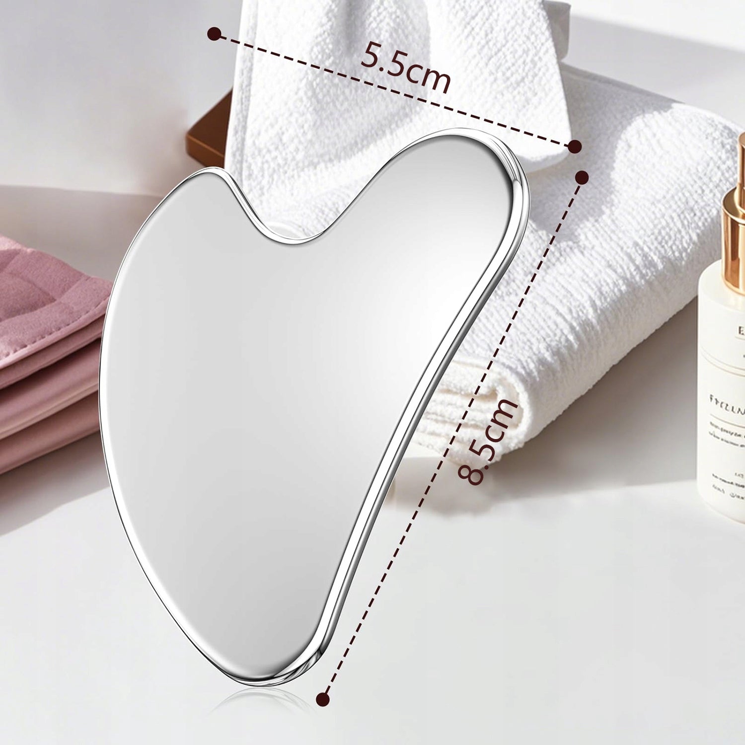 MASSAGER GUA SHA PLATE FOR FACE MASSAGE METAL STAINLESS STEEL SURGICAL Manufacturer code Metalowa deska gua sha w kształcie serca
