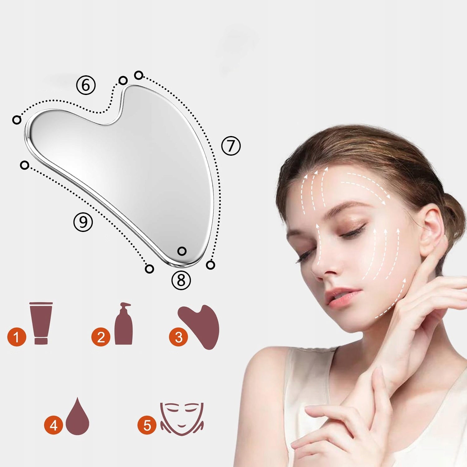 MASSAGER GUA SHA PLATE FOR FACE MASSAGE METAL STAINLESS STEEL SURGICAL Packaging status original