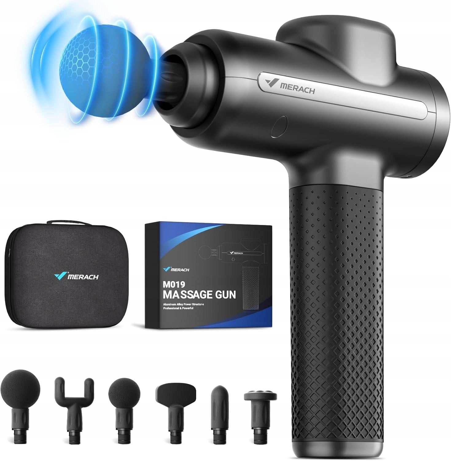 MASSAGER MASSAGE GUN 6 HEADS MASSAGE GUN MERACH M019