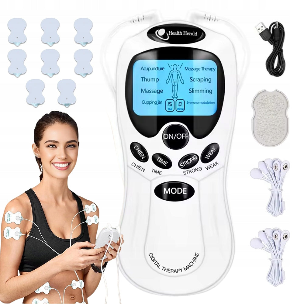 MASSAGER TENS PHYSIOTHERAPEUTIC 15 LEVELS 8 MODES WHITE COLOR Packaging status original