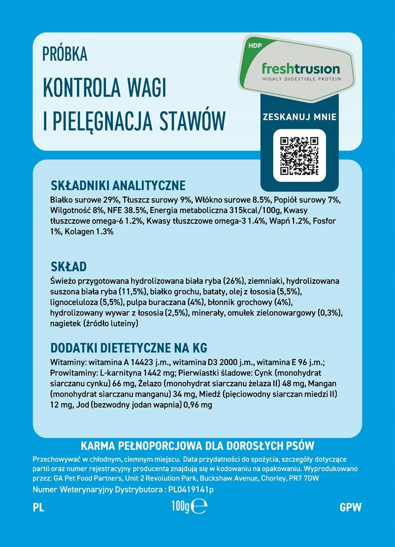 MASSON Dog Vet Weight Control & Joint Care Hydrolyzed Fish1,5kg Packaging status original