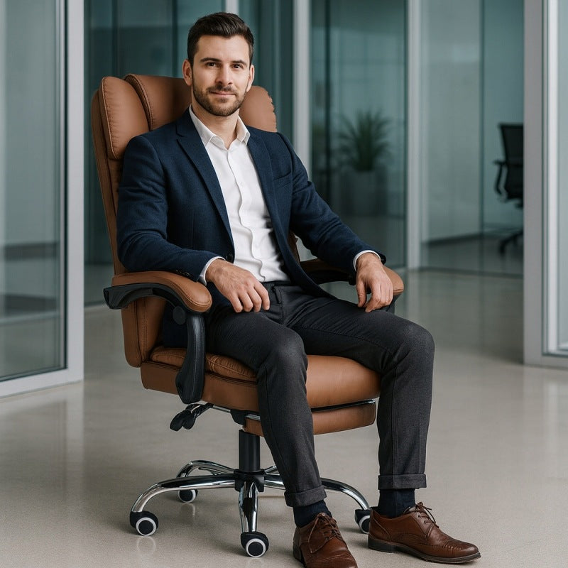 MASTER PRESTIGE swivel office chair, footrest and massager- eco-leather coffee Manufacturer code KO42CAP