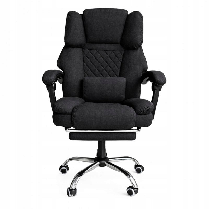 MASTER swivel office chair with footrest and massage cushion - black MAT Brand Ecarla