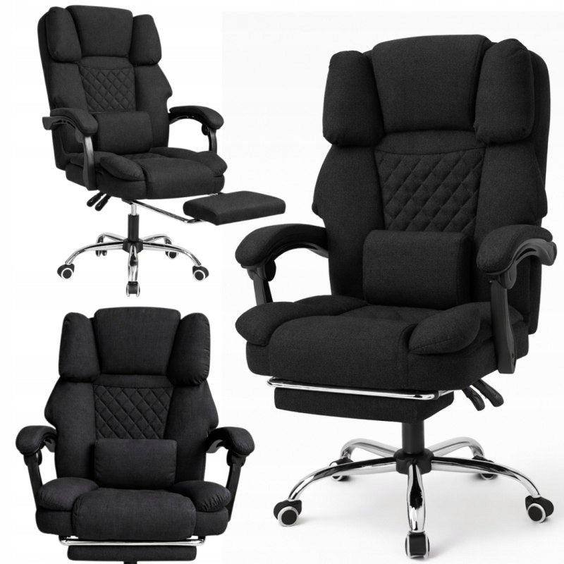 MASTER swivel office chair with footrest and massage cushion - black MAT