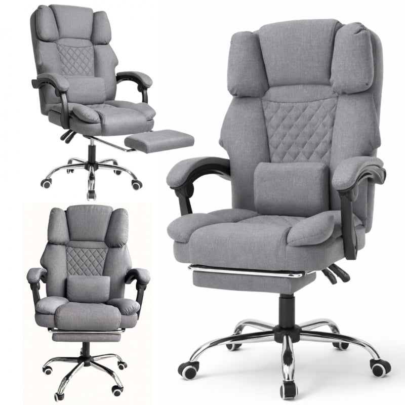 MASTER swivel office chair with footrest and massager - grey MATERIAL