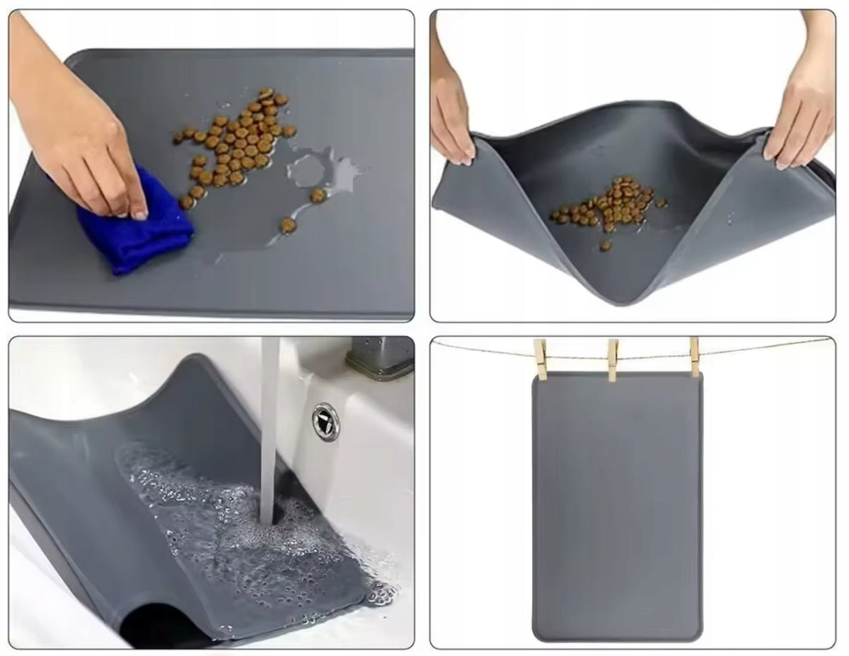 MAT CAT DOG BOWL PAD SILICONE 48x30 cm SOFT DURABLE Brand DKM