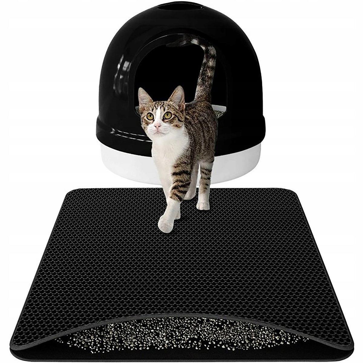 MAT, CAT LITTER TRAY MAT, WITH XL LITER, BLACK PAD, 55x40