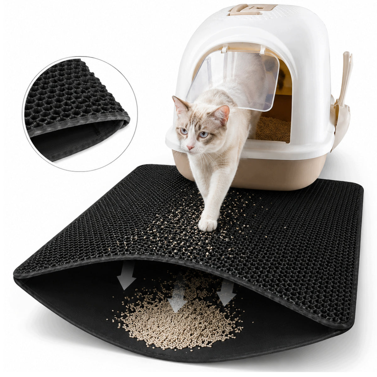 MAT Cuvette Doormat Black Practical 60x40cm For Cat Litter