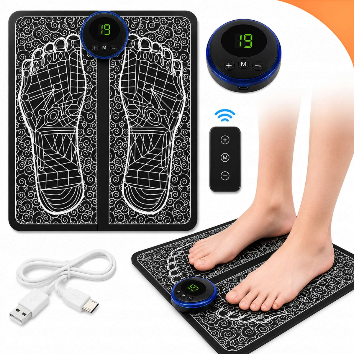 MAT EMS FOR FEET ELECTROSTIMULATOR MASSAGER LCD REMOTE CONTROL 8 MODES 19 LEVELS Packaging status original