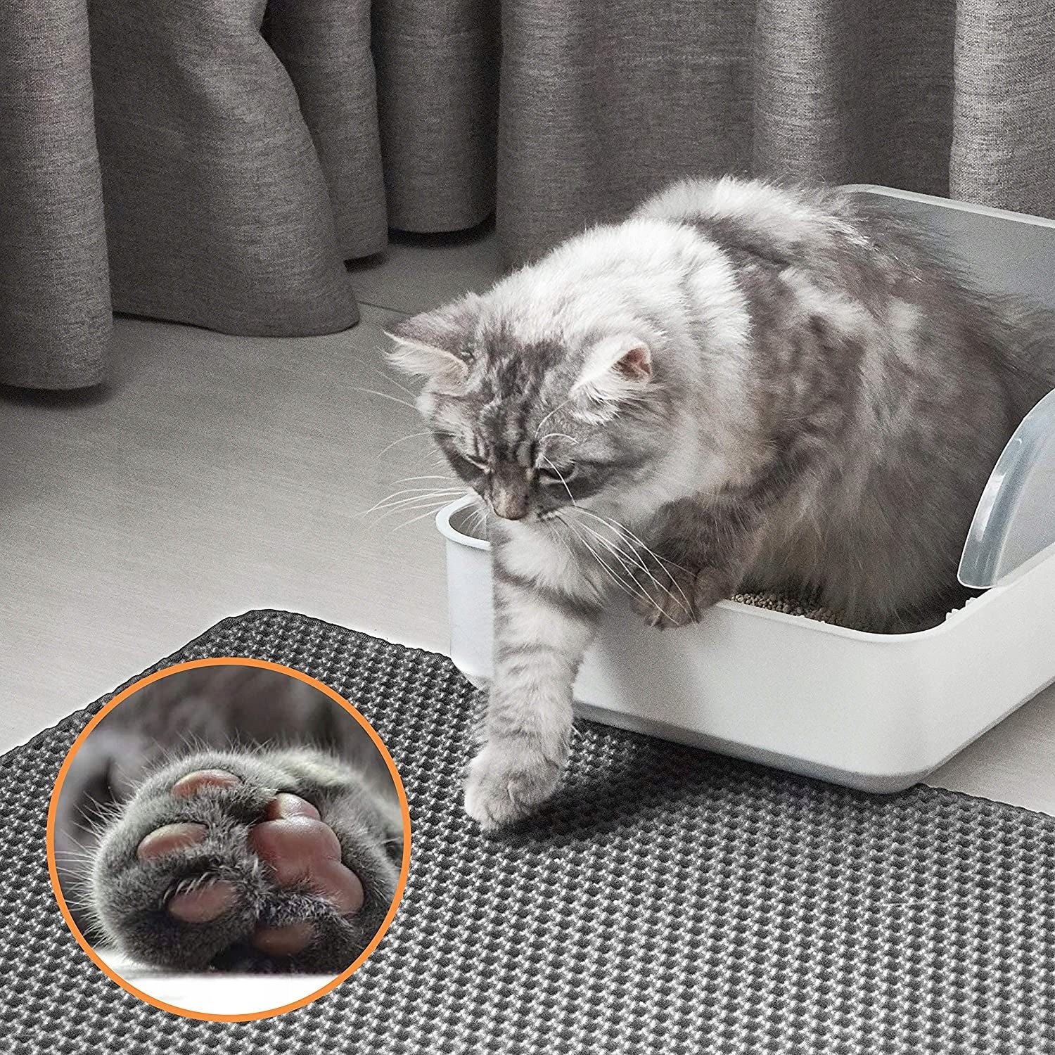 MAT LITTER BOX WIPER FOR CAT ANIMALS FOR LITTER PAD GREY Model MATA CATSY 40x50 SZARA