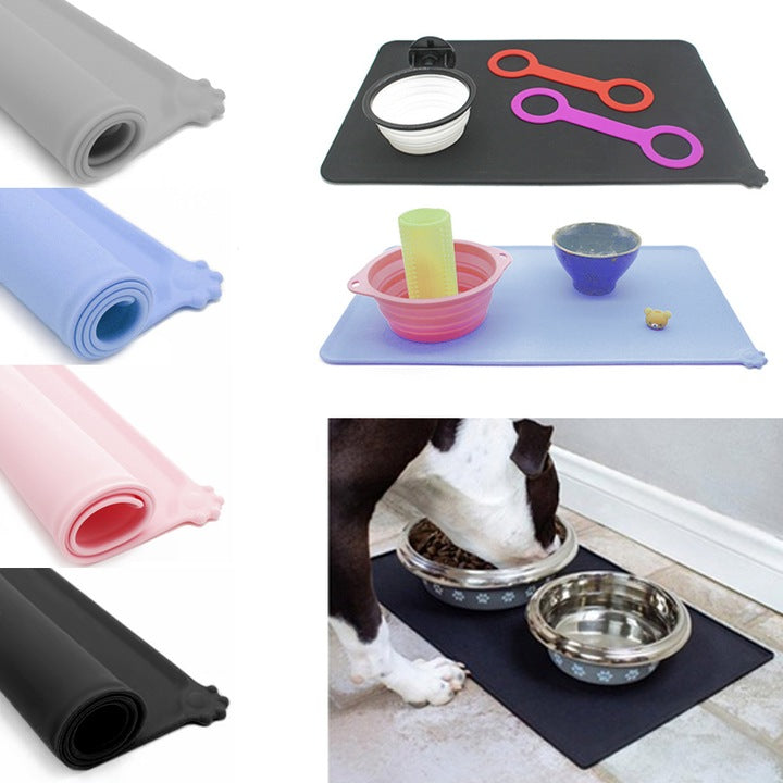 MAT SILICONE BOWL PAD FOR CAT DOG NON-SLIP WATERPROOF Color multicolor