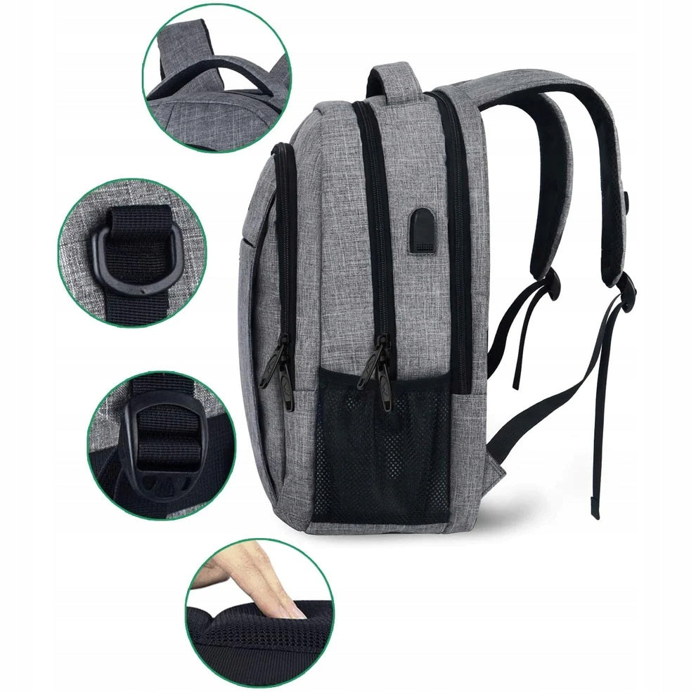 MATEIN City school business backpack for a 15.6" laptop, large capacity USB, gray EAN (GTIN) 5904865532902