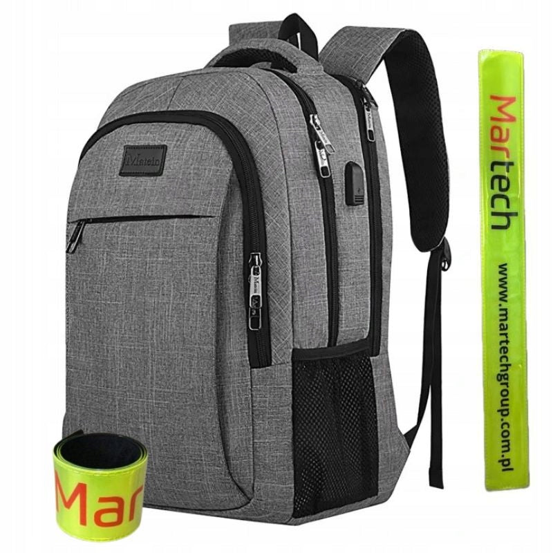 MATEIN City school business backpack for a 15.6" laptop, large capacity USB, gray