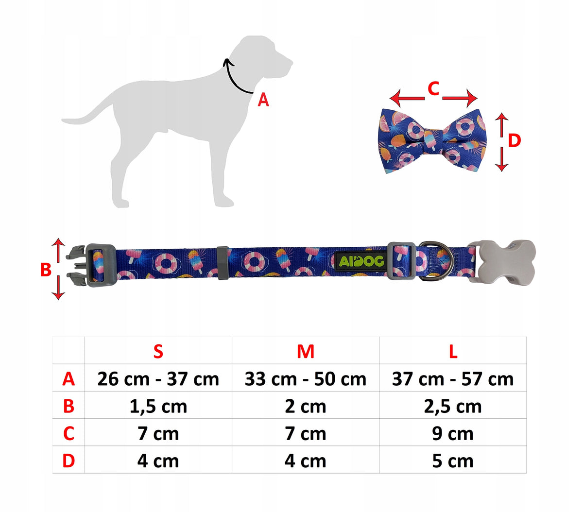 MATERIAL COLLAR WITH REMOVABLE FLY FOR SMALL DOGS YORK PATTERN: SWEETS Packaging status original