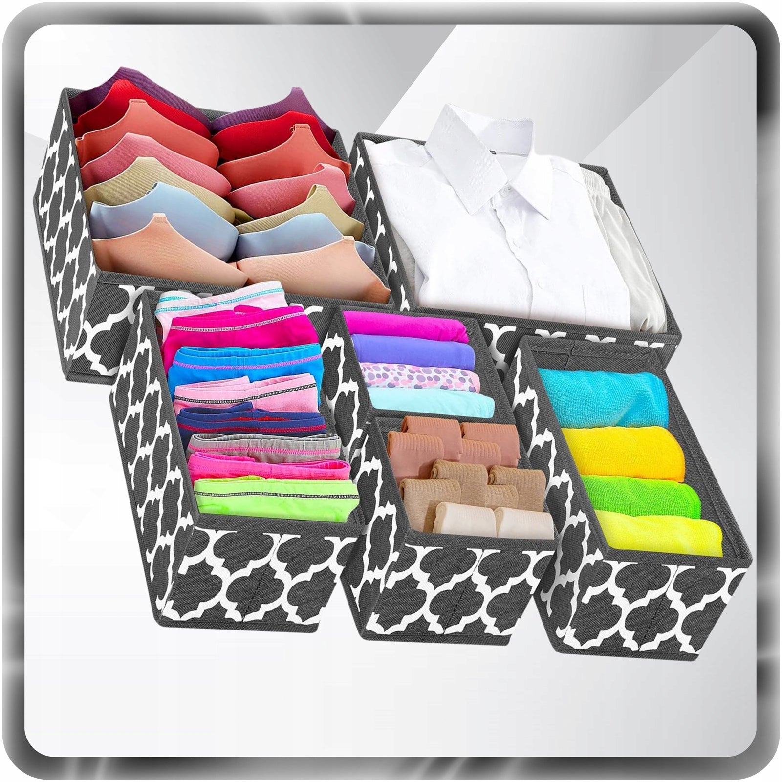 MATERIAL FOLDING CONTAINER SET 6x FABRIC DRAWER CABINET ORGANIZER Manufacturer code 007027