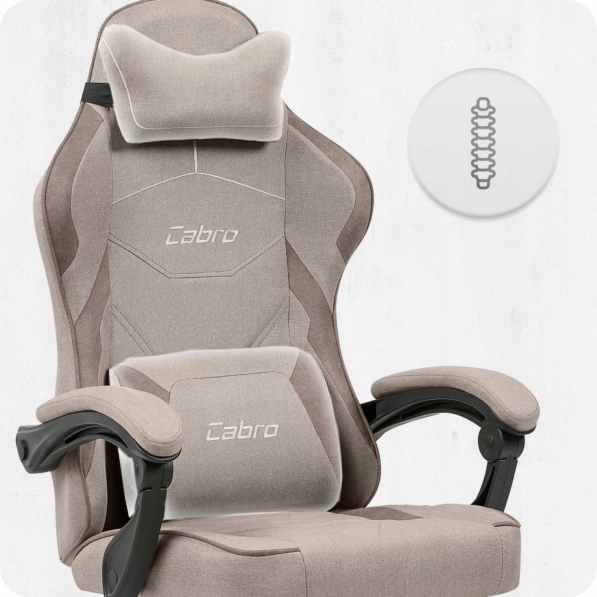 MATERIAL GAMING CHAIR CABRO C502 BEIGE BLACK Furniture width 60 cm