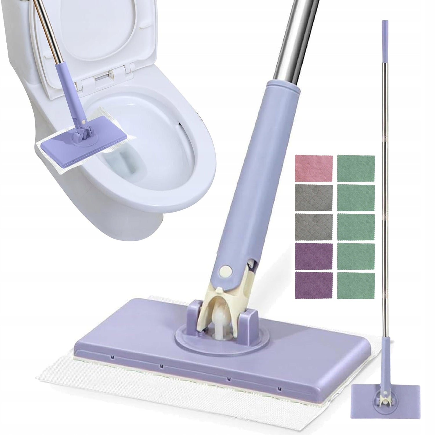 MATERIAL MOP WITH ROTATING HEAD 360° 10 INTERCHANGEABLE FLOOR CLOTHS