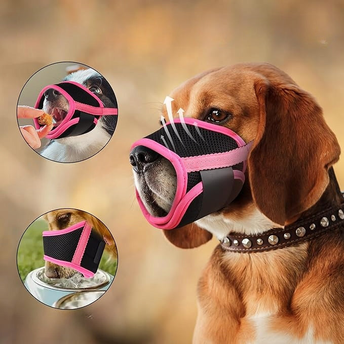 MATERIAL MUZZLE WITH MESH FOR SMALL DOG M BLACK PINK