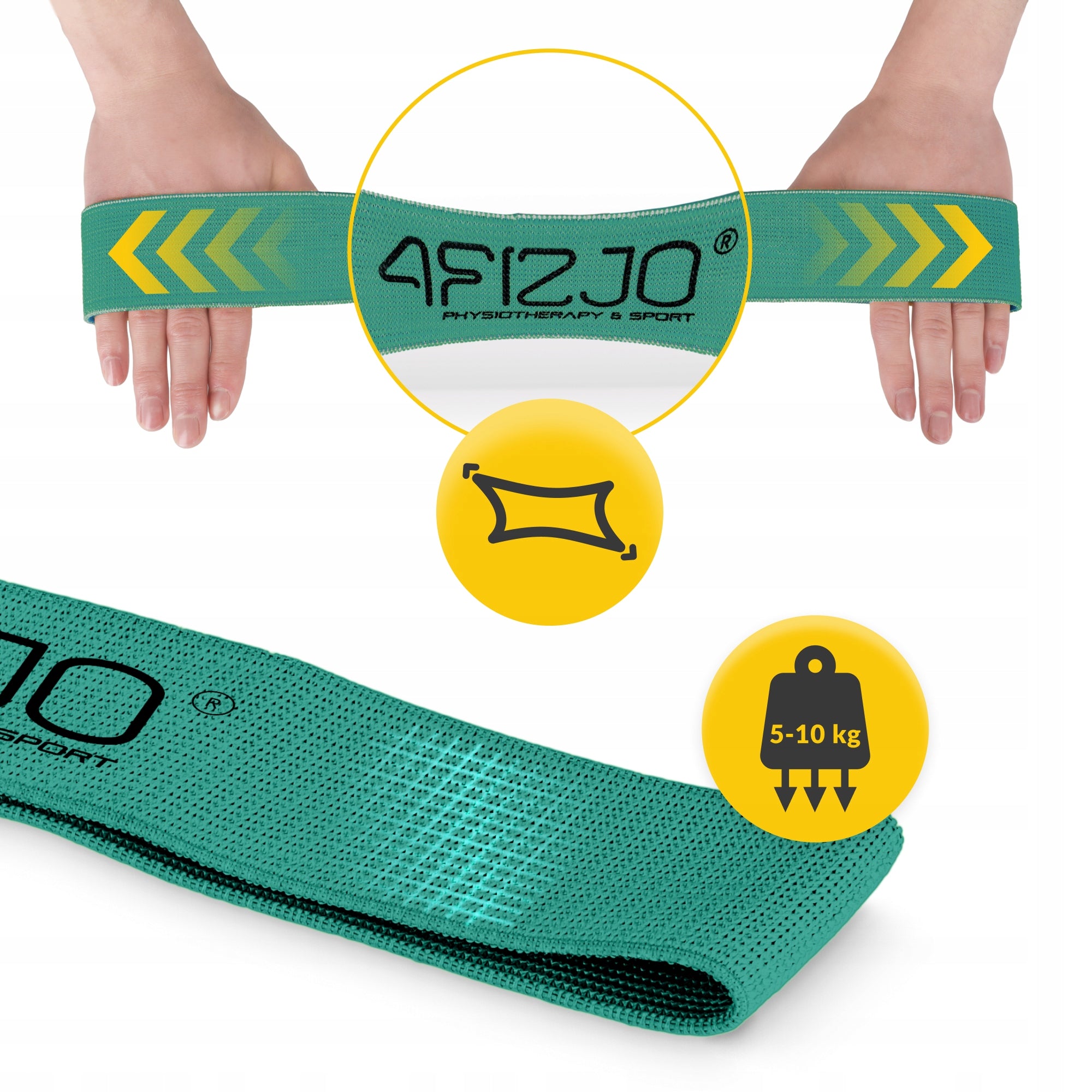 MATERIAL RUBBER FLEX BAND MINI FOR EXERCISE FITNESS PILATES RESISTANCE 5-10 kg Manufacturer code FLEX BAND GREEN 5-10 kg