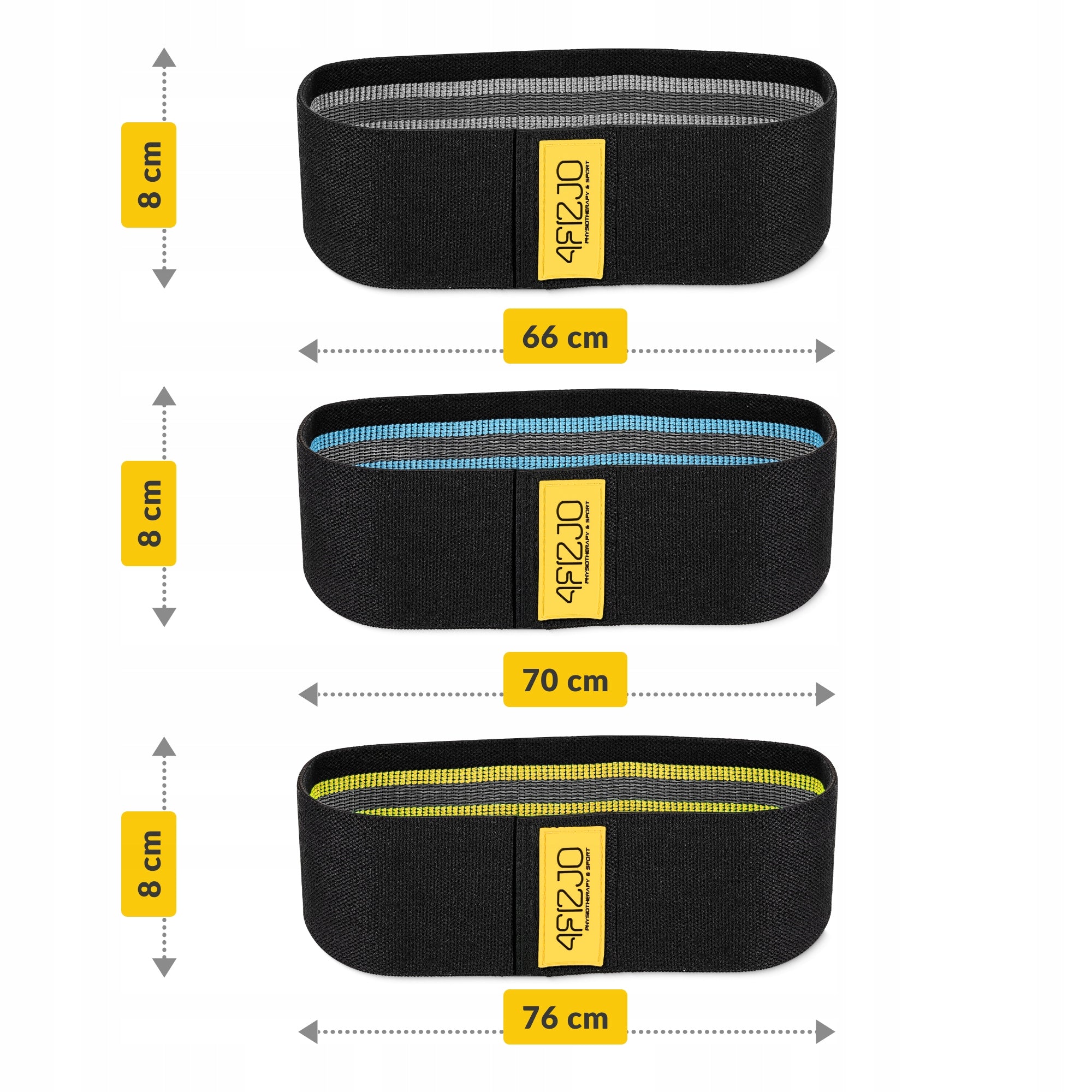 MATERIAL RUBBERS FOR EXERCISE FITNESS SET NON-SLIP HIP BAND 3PCS. Length 66 cm