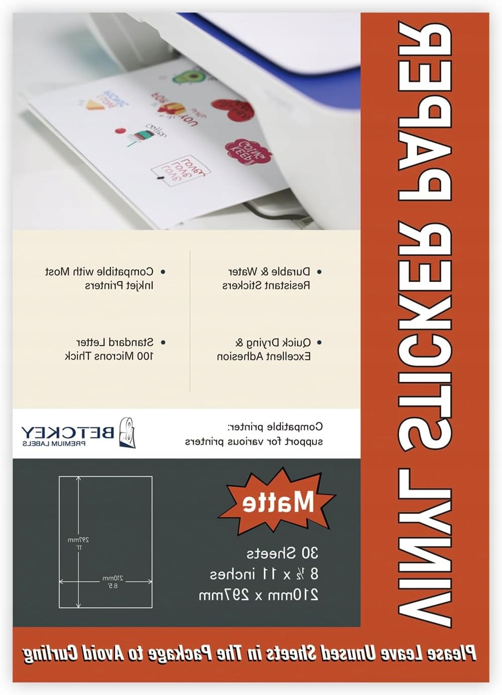 MATTE SELF-ADHESIVE LABELS A4 FOR INKJET PRINTERS - 30 SHEETS