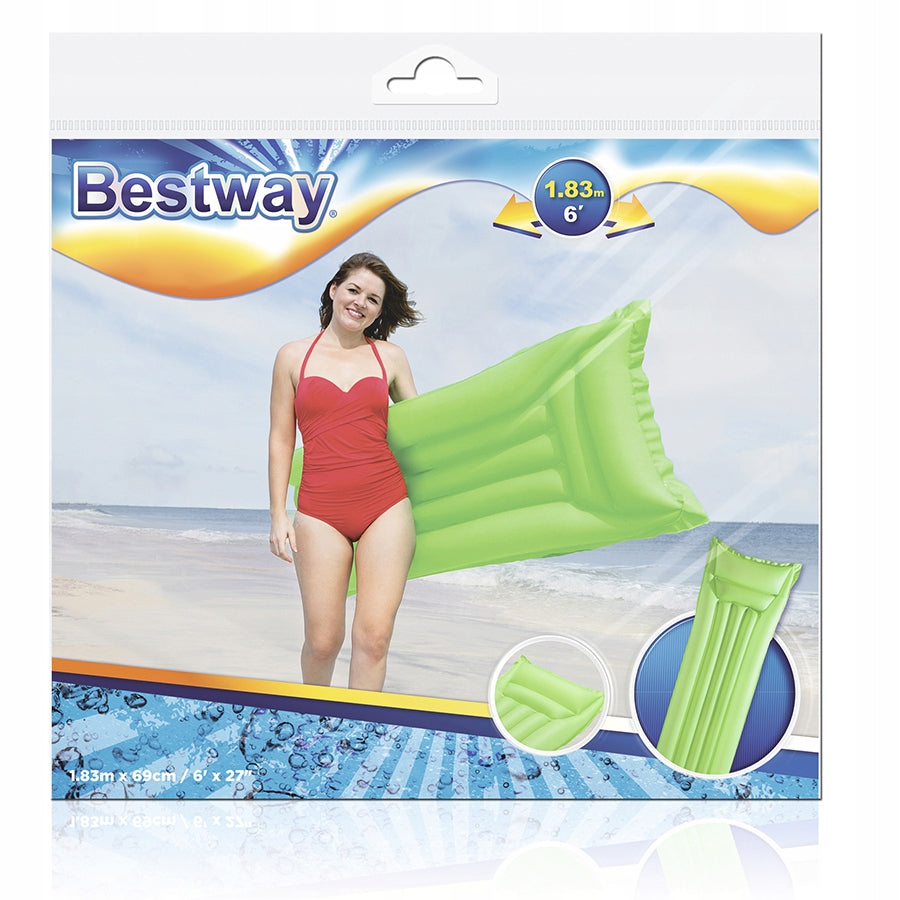 MATTRESS FOR SWIMMING AND SUNBATHING STRONG BESTWAY GREEN 183CM WITH HEADREST