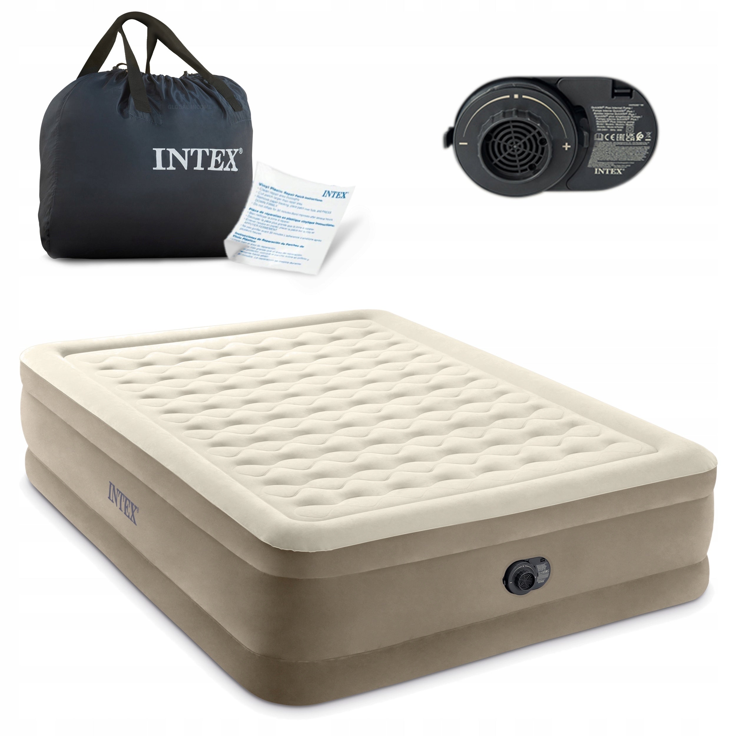 MATTRESS INFLATABLE DOUBLE BED INTEX WITH ELECTRIC PUMP 203X152CM