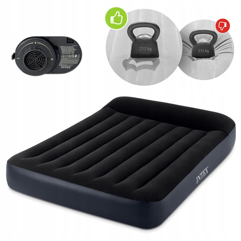 MATTRESS INFLATABLE DOUBLE BED VELOUR WATERPROOF WITH ELECTRIC PUMP